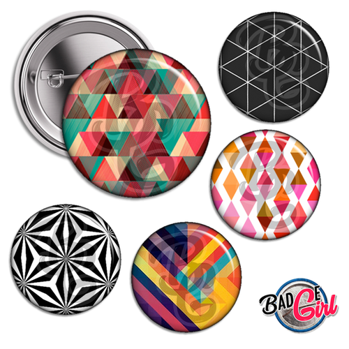 Motifs géométriques - 20 images digitales numériques badge 25mm - page digitale pour cabochon et/ou badge