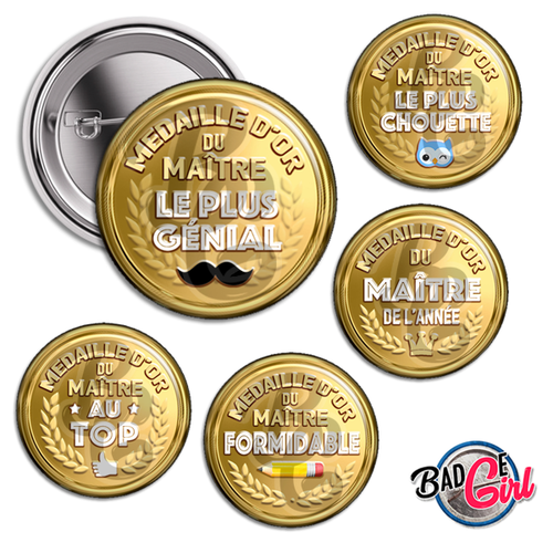 Médaille d'or maître - 20 images digitales numériques badge 32mm- page digitale pour cabochon et/ou badge