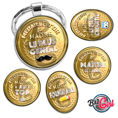 Médaille d'or maître - 60 images pour cabochon rond et ovale - page digitale pour cabochon et/ou badge