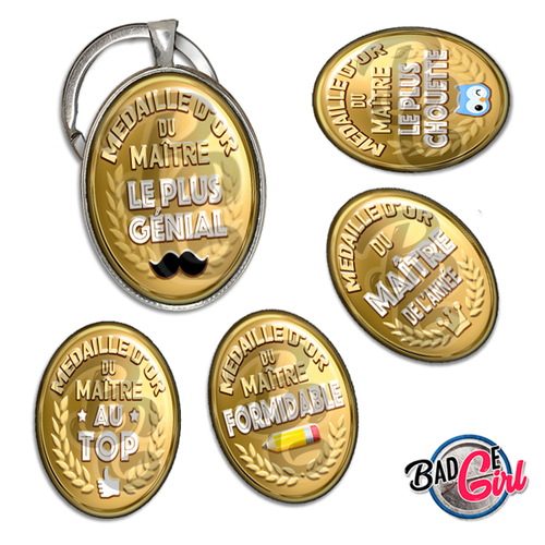 Médaille d'or maître - 45 images pour cabochon ovale - page digitale pour cabochon et/ou badge