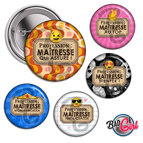 Profession maîtresse - 20 images digitales numériques badge 32mm- page digitale pour cabochon et/ou badge