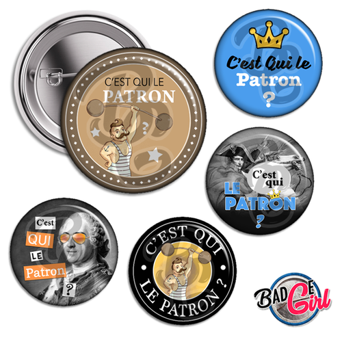C'est qui le patron ? - 20 images digitales numériques badge 32mm- page digitale pour cabochon et/ou badge