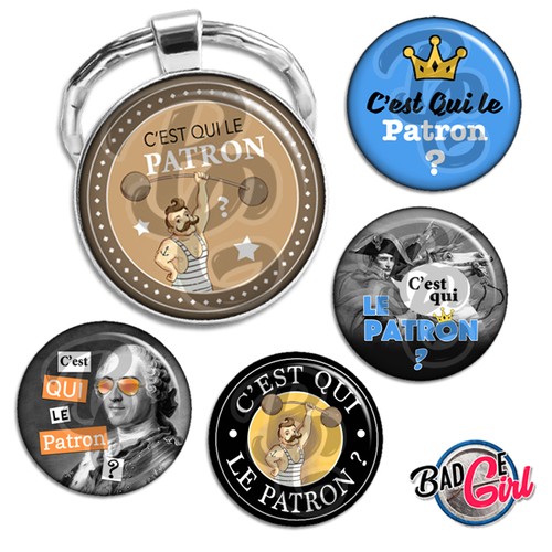C'est qui le patron ? - 45 images pour cabochon rond - page digitale pour cabochon et/ou badge