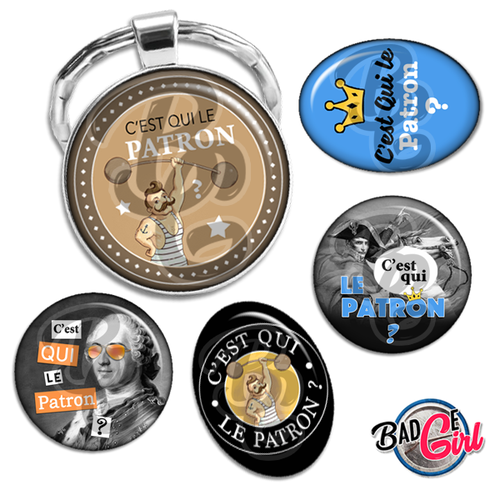 C'est qui le patron ? - 60 images pour cabochon rond et ovale  - page digitale pour cabochon et/ou badge