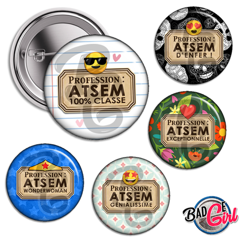 Profession atsem - 20 images digitales numériques badge 25mm- page digitale pour cabochon et/ou badge
