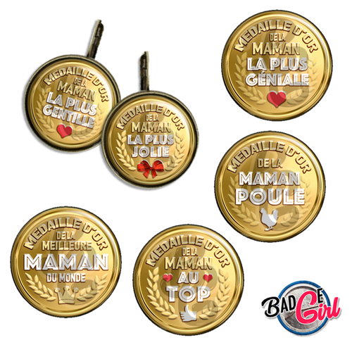 Médaille d'or maman - 45 images pour cabochon rond - page digitale pour cabochon et/ou badge