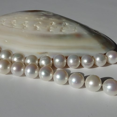 Collier grosses perles de culture d'eau douce 10.5-11.5mm, longueur possible sur mesure