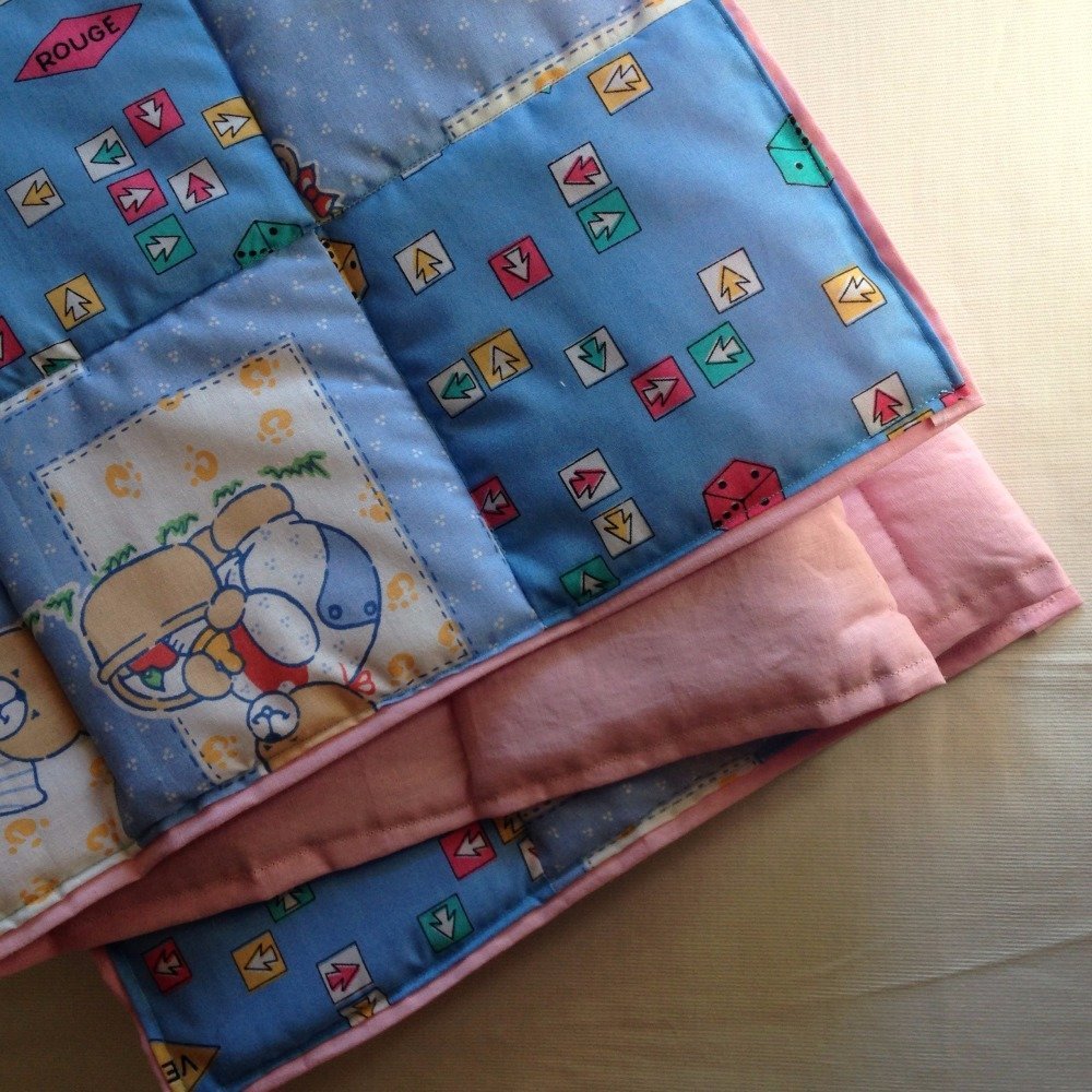 Couverture Bebe Tapis De Parc Bleu Motifs Oursons Molletonne Facon Patchwork Un Grand Marche