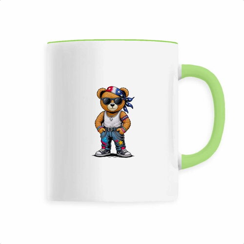Mug effet broderie ours bandana bleu – 330 ml