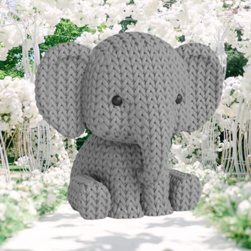 Figurine éléphant tricot 3d • sculpture artisanale • déco safari • 3 tailles et 14 couleurs