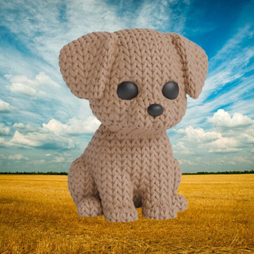 Figurine chien tricot 3d • sculpture artisanale • déco mignonne • 3 tailles et 14 couleurs