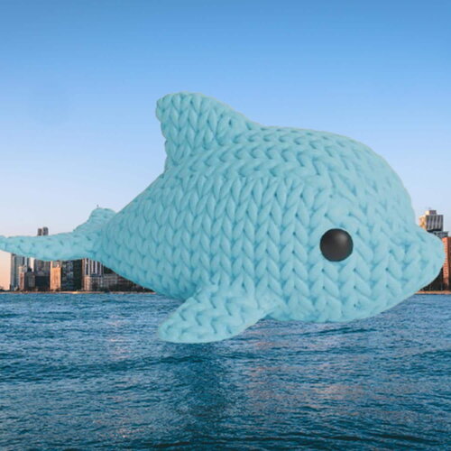 Figurine dauphin tricot 3d • sculpture artisanale marine • déco mignonne • 3 tailles et 14 couleurs