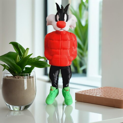 Figurine sylvestre streetwear – édition collector déco cartoon – statue impression 3d personnalisable
