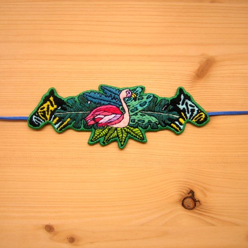 Bracelet brodé "flamingo"