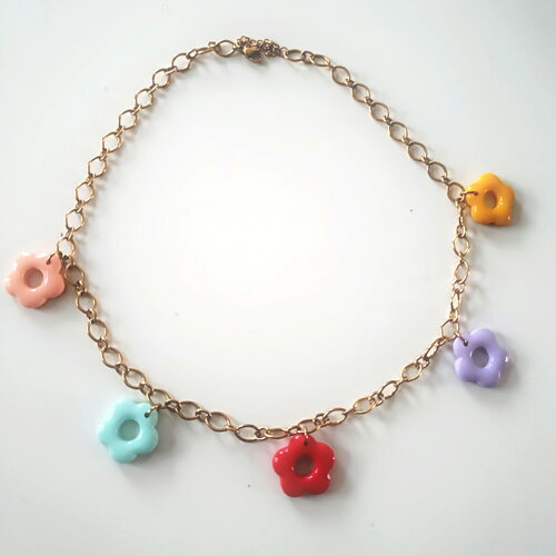 Collier pampilles fleurs