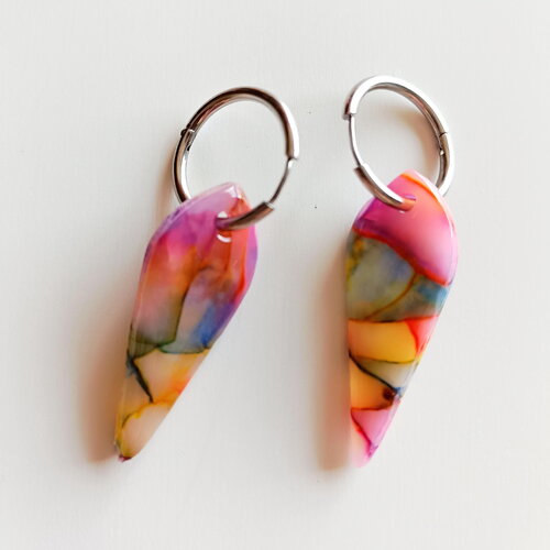 Pampilles marbrées multicolores pour créoles interchangeables