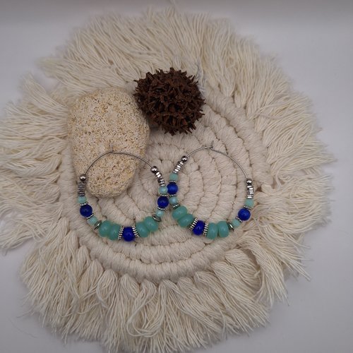 Créoles turquoise indigo