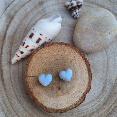 Boucles d'oreilles coeur feutrine bleu