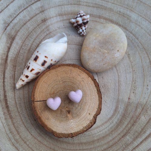 Boucles d'oreilles coeur feutrine parme