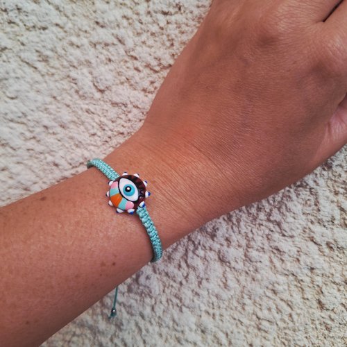 Bracelet macramé « œil protecteur »