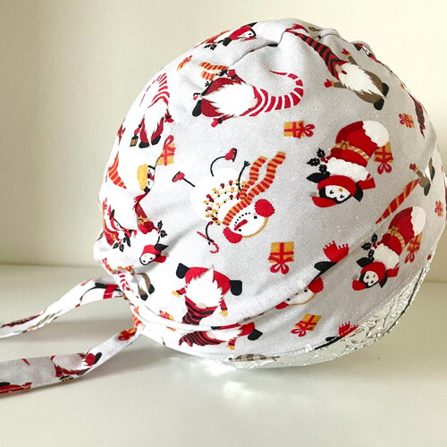 Calot de bloc bonhomme de noël en coton et avec un élastique