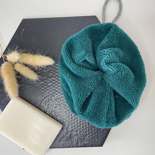 Fleur de douche éponge de bambou vert profond