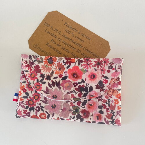 Pochette à savon ou shampooing solide petites fleurs de printemps