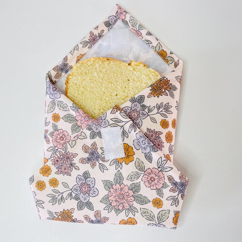 Emballage sandwich réutilisable en tissu pul alimentaire -motif fleurs d’été – lot de 2
