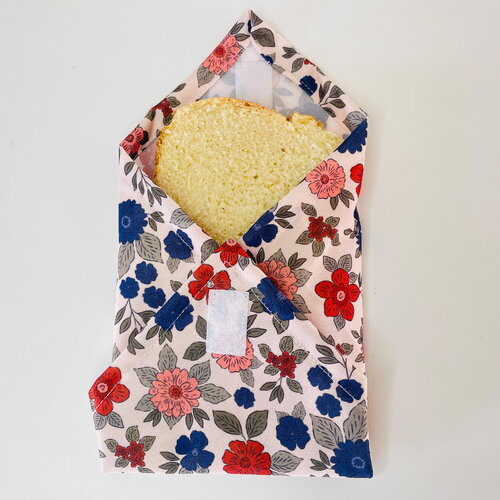 Emballage sandwich réutilisable en tissu pul alimentaire -motif fleurs d’hiver– lot de 2