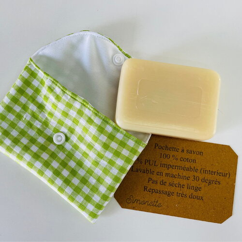 Pochette à savon ou shampooing vichy vert