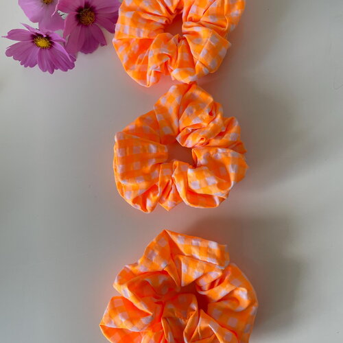 Chouchou vichy orange fluo pep et légèreté