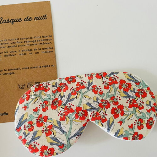 Masque de nuit, masque de voyage, masque repos passiflore