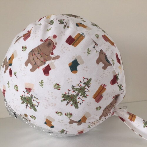 Calot de bloc en coton ours de noël avec un élastique