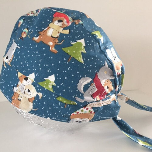 Calot de bloc coton motif noël avec un élastique