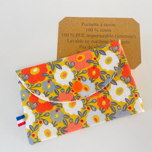 Pochette à savon ou shampooing solide fleurs d’été