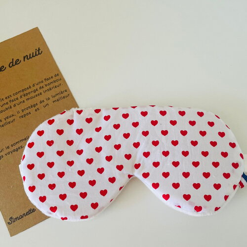 Masque de nuit, masque de voyage, masque repos petits coeurs valentin