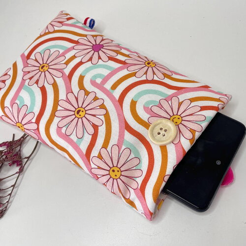 Pochette en tissu pour téléphone portable (max. 8,5cm de largeur)