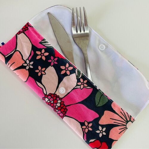 Pochette à couvert / pochette à dents grosses fleurs rose