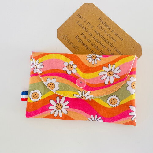 Pochette à savon ou shampooing solide seventies emoji