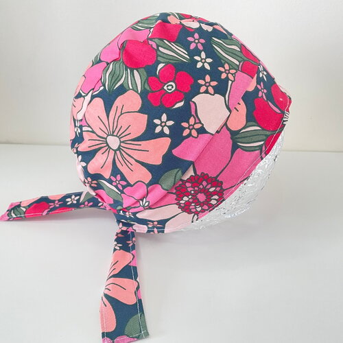 Calot de bloc vintage fleurs coton et avec un élastique