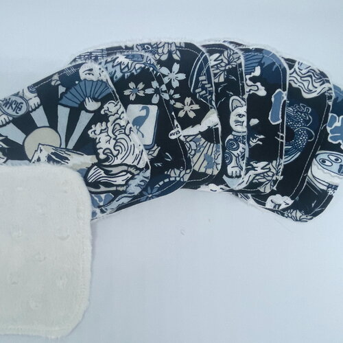 Coton lavable réutilisable – lot de 7 lingettes démaquillantes écologiques – salle de bain zéro déchet- kway manga