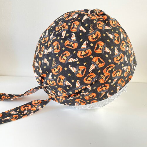 Calot de bloc en coton halloween, citrouille, chapeau pointu