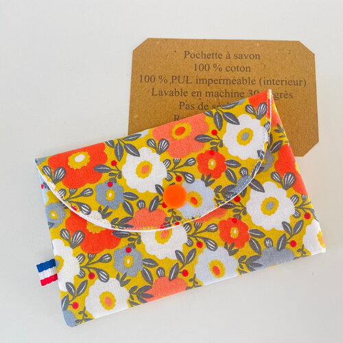 Pochette à savon ou shampooing solide fleurs d’été