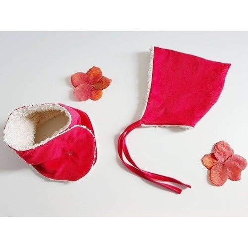 Bebe Bonnet Beguin Et Echarpe Bonnet D Hiver Avec Snood Pour Enfant Coton Biologique Rouge Un Grand Marche