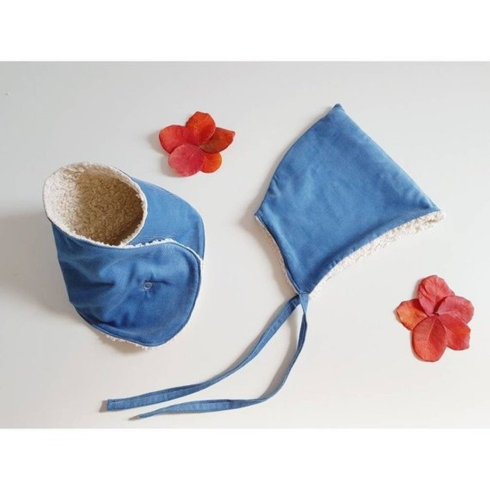 Bebe Bonnet Beguin Et Echarpe Bonnet D Hiver Avec Snood Pour Enfant Coton Biologique Bleu Un Grand Marche