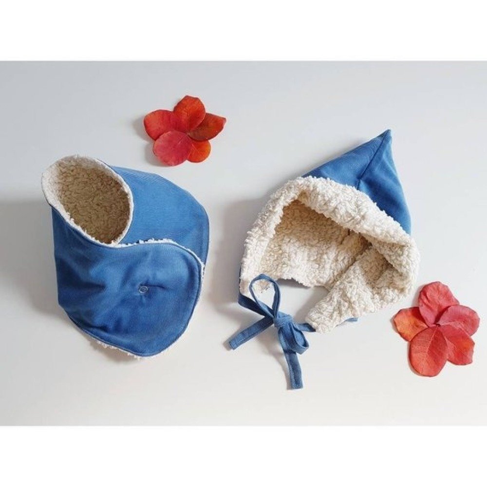 Bebe Bonnet Beguin Et Echarpe Bonnet D Hiver Avec Snood Pour Enfant Coton Biologique Bleu Un Grand Marche