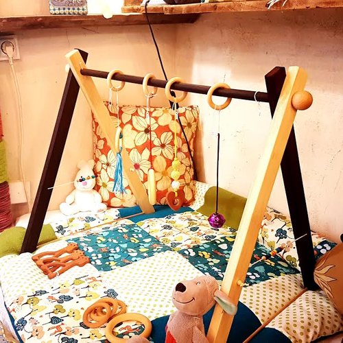 Arche D Eveil En Bois Camino Montessori 4 Hochets Pour Bebe Avec Une Finition Huile D Olive Et Cire D Abeille Un Grand Marche