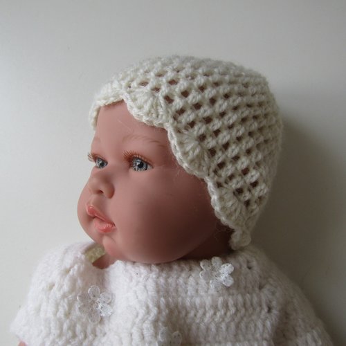 Bonnet bébé naissance laine naturelle mérinos