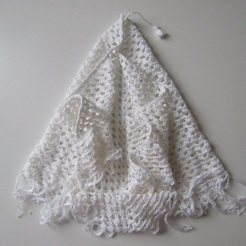 Châle bébé coton blanc 57 x 50 cm.