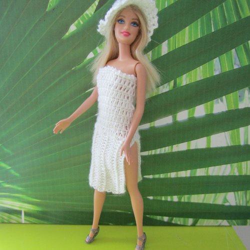 Ensemble ingrid au crochet pour poupée barbie- robe et chapeau